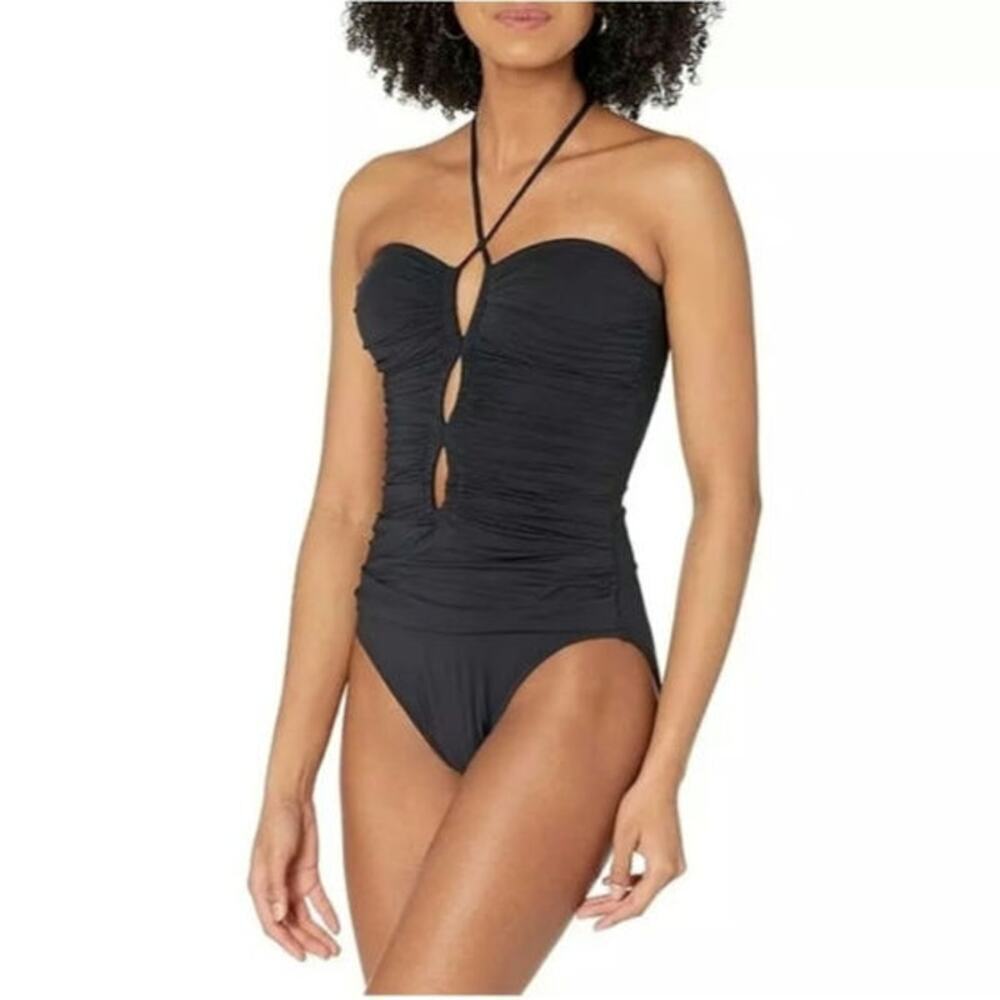 Bleu Rod Beattie Women's Black All Tied Up Bandeau One Piece Swimsuit size 4